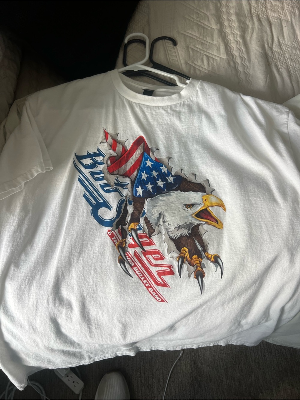 White Patriotic Eagle Graphic Short Sleeve Tee